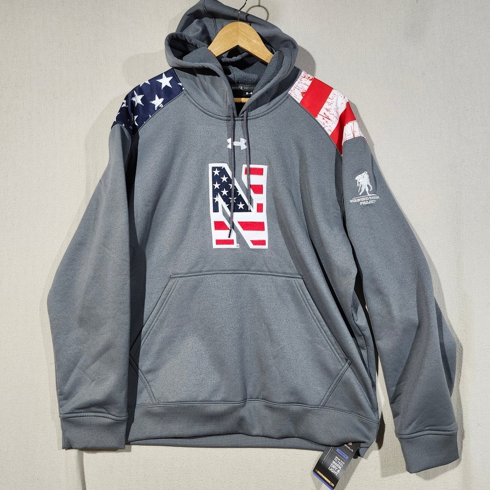 Under Armour Nebraska Huskers Wounded Warrior Project ColdGear Hoodie Gray LG